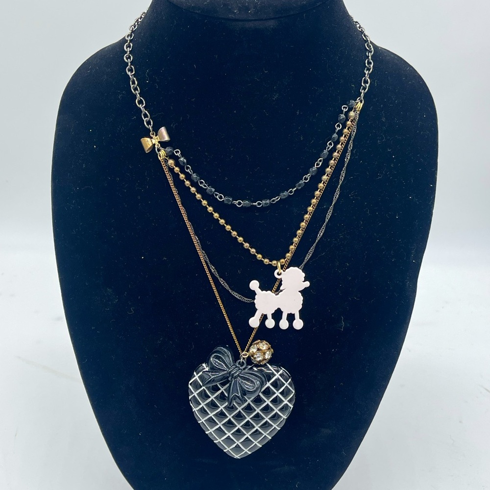 Betsy Johnson RARE poodle love necklace
